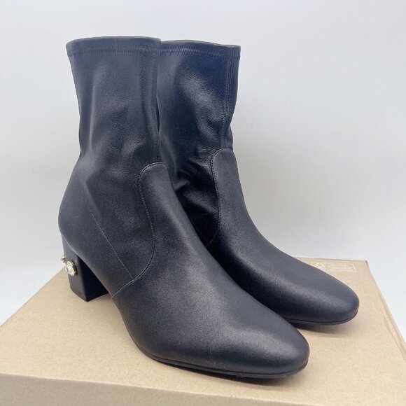 Stuart Weitzman Allshine 60 Ankle Boots Heels Black Leather Embellished US 9.5 - Picture 4 of 12